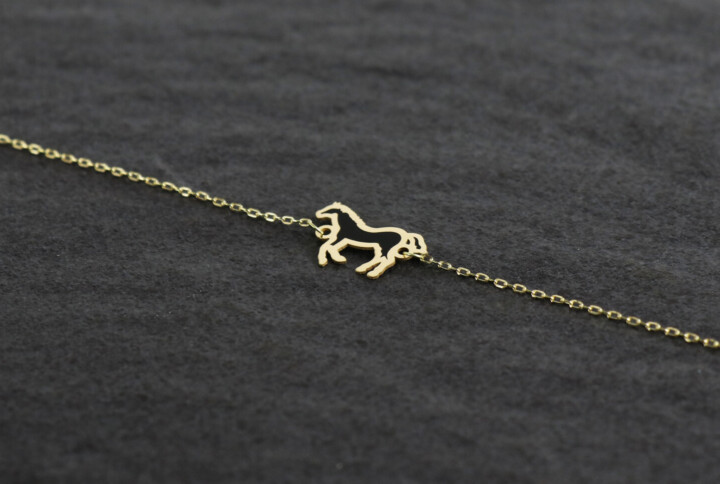 Gold Bracelets - Horse pendant