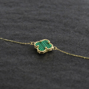 Gold Bracelets for women - green quatrefoil