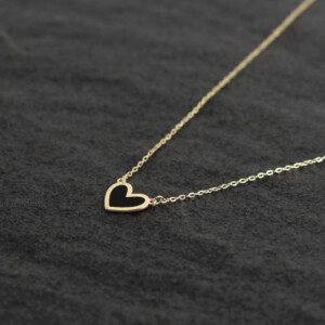 Gold Necklace - black heart