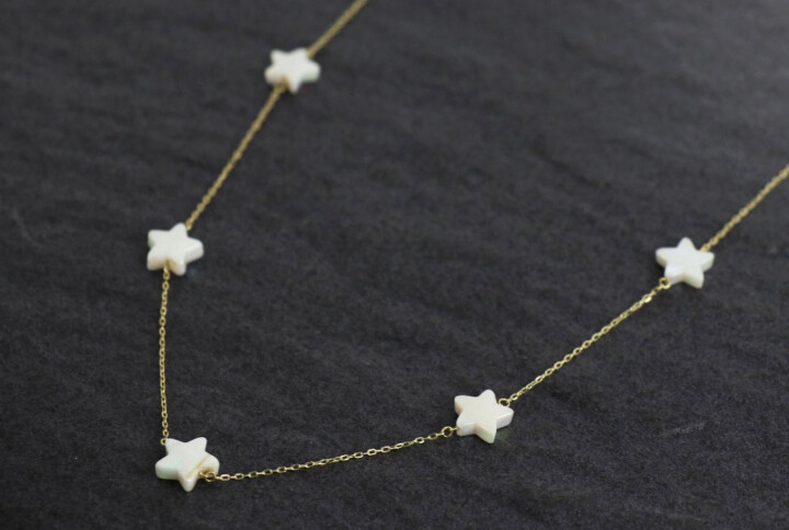 Gold necklaces - white stars