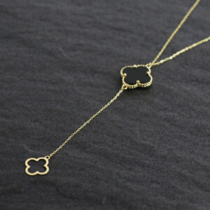 Gold Necklaces - Noir Quatrefoil