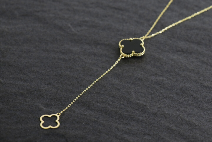 Gold Necklaces - Noir Quatrefoil